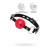 Красный кляп-шар на черных ремешках - ToyFa - купить с доставкой в Грозном