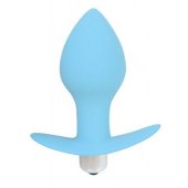 Голубая анальная пробка с вибрацией - 8 см. - Bior toys