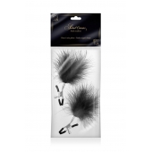 Зажимы на соски с черными пуховыми кисточками Sweet Caress Feather Nipple Clumps - Sweet Caress - купить с доставкой в Грозном