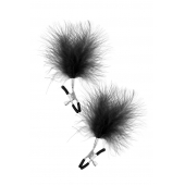 Зажимы на соски с черными пуховыми кисточками Sweet Caress Feather Nipple Clumps - Sweet Caress - купить с доставкой в Грозном