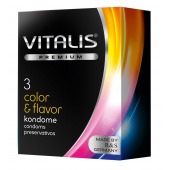 Цветные ароматизированные презервативы VITALIS PREMIUM color   flavor - 3 шт. - Vitalis - купить с доставкой в Грозном