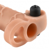 Телесная вибронасадка с кольцом Vibrating Real Feel 2 Extension - 16 см. - Pipedream - в Грозном купить с доставкой