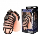 Черная металлическая клетка с замком Deluxe Chastity Cage - BlueLine - купить с доставкой в Грозном