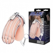 Серебристая металлическая клетка с анальным стимулятором Cock Cage - BlueLine - купить с доставкой в Грозном