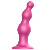 Розовая насадка Strap-On-Me Dildo Plug Beads size S - Strap-on-me - купить с доставкой в Грозном