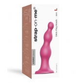 Розовая насадка Strap-On-Me Dildo Plug Beads size L - Strap-on-me - купить с доставкой в Грозном