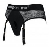 Черные трусики для насадок Diva Lingerie Harness - size S - Strap-on-me - купить с доставкой в Грозном