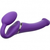 Фиолетовый безремневой вибрострапон Silicone Bendable Strap-On - size M - Strap-on-me - купить с доставкой в Грозном