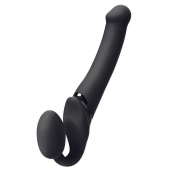 Черный безремневой вибрострапон Silicone Bendable Strap-On - size XL - Strap-on-me - купить с доставкой в Грозном