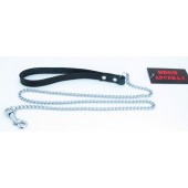 Металлический поводок с кожаной петлёй - БДСМ Арсенал - купить с доставкой в Грозном