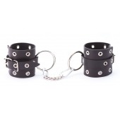 Черные кожаные наручники с люверсами - Crazy Handmade - купить с доставкой в Грозном