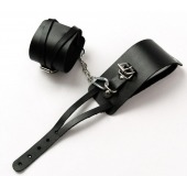 Черные кожаные оковы с креплением в виде веревочек - Crazy Handmade - купить с доставкой в Грозном