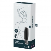 Черный мастурбатор с вибрацией Power Masturbator - Satisfyer - в Грозном купить с доставкой