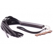 Черная кожаная плеть с удобной ручкой - 50 см. - Crazy Handmade - купить с доставкой в Грозном