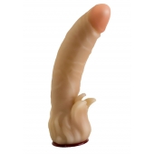 Телесная гелевая насадка-фаллос с клиторальными лепестками - 18,5 см. - LOVETOY (А-Полимер) - купить с доставкой в Грозном