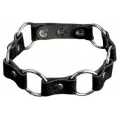 Кожаный черный ошейник с кольцами - Sitabella - купить с доставкой в Грозном