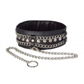 Чёрный ошейник с цепочками и поводком - Sitabella - купить с доставкой в Грозном