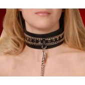 Чёрный ошейник с цепочками и поводком - Sitabella - купить с доставкой в Грозном