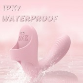 Нежно-розовый вибромассажер с петелькой на палец - S-HANDE