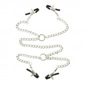 Серебристые зажимы для сосков и половых губ на тонкой цепочке - Notabu - купить с доставкой в Грозном