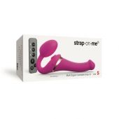 Ярко-розовый безремневой страпон Multi Orgasm Size S с клиторальной стимуляцией - Strap-on-me - купить с доставкой в Грозном