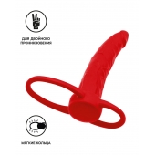 Красная насадка на пенис для двойного проникновения Black Red - 16,5 см. - ToyFa - купить с доставкой в Грозном