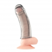 Текстурированная насадка на пенис Clear Textured Penis Enhancing Sleeve Extension - 16,5 см. - BlueLine - в Грозном купить с доставкой