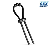Черное эрекционное кольцо со стимулирующими бусинами - Sex Expert - в Грозном купить с доставкой