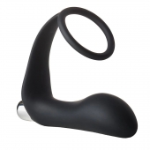 Черное эрекционное кольцо с вибропробкой Vibrating Anal Plug With Cockring - Dream Toys - в Грозном купить с доставкой