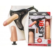 Телесный страпон Harness LESBI с вагинальной пробкой - 16,5 см. - LOVETOY (А-Полимер) - купить с доставкой в Грозном