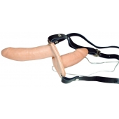Телесный женский страпон с вагинальной пробкой Strap-On Duo - 15 см. - Orion - купить с доставкой в Грозном