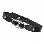 Черный кожаный ошейник со связанными кольцами - Pecado - купить с доставкой в Грозном