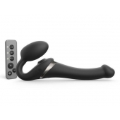 Черный безремневой страпон Multi Orgasm Size S с клиторальной стимуляцией - Strap-on-me - купить с доставкой в Грозном