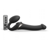Черный безремневой страпон Multi Orgasm Size M с клиторальной стимуляцией - Strap-on-me - купить с доставкой в Грозном