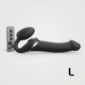 Черный безремневой страпон Multi Orgasm Size L с клиторальной стимуляцией - Strap-on-me - купить с доставкой в Грозном
