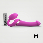 Ярко-розовый безремневой страпон Multi Orgasm Size M с клиторальной стимуляцией - Strap-on-me - купить с доставкой в Грозном