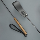 Черный кожаный стек с деревянной рукоятью - 69 см. - Sitabella - купить с доставкой в Грозном