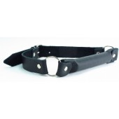 Черный кожаный кляп-трензель на кольцах - БДСМ Арсенал - купить с доставкой в Грозном