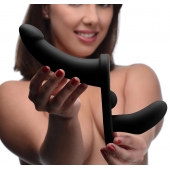 Черный вибрострапон Double Take 10X Double Penetration Vibrating Strap-on Harness - XR Brands - купить с доставкой в Грозном