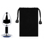 Анальное украшение BUTT PLUG  Small с синим кристаллом - 7 см. - Anal Jewelry Plug - купить с доставкой в Грозном