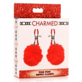 Красные зажимы на соски с помпонами Pom Pom - XR Brands - купить с доставкой в Грозном