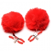 Красные зажимы на соски с помпонами Pom Pom - XR Brands - купить с доставкой в Грозном
