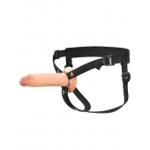 Телесный полый страпон на черных ремнях Hollow Silicone Strap-on - 17,8 см. - Pipedream - купить с доставкой в Грозном