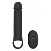 Черная насадка-удлинитель с вибрацией Vibrating Extender With Remote - Dream Toys - в Грозном купить с доставкой