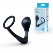 Черное эрекционное кольцо со стимулятором простаты Ringer Cock Ring   Plug - b-Vibe - в Грозном купить с доставкой
