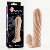 Телесная насадка-удлинитель Okoto со спиралевидным рельефом - 16 см. - Sitabella - в Грозном купить с доставкой