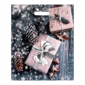 Новогодний пакет с принтом в виде подарков и вырубной ручкой (45х38 см) - Сима-Ленд - купить с доставкой в Грозном