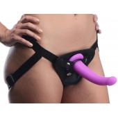 Лиловый поясной страпон Navigator Silicone G-Spot Dildo with Harness - 17,8 см. - XR Brands - купить с доставкой в Грозном