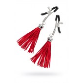 Зажимы на соски «Прищепки» с красными кисточками из замши - Pecado - купить с доставкой в Грозном