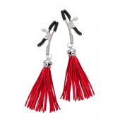 Зажимы на соски «Прищепки» с красными кисточками из замши - Pecado - купить с доставкой в Грозном